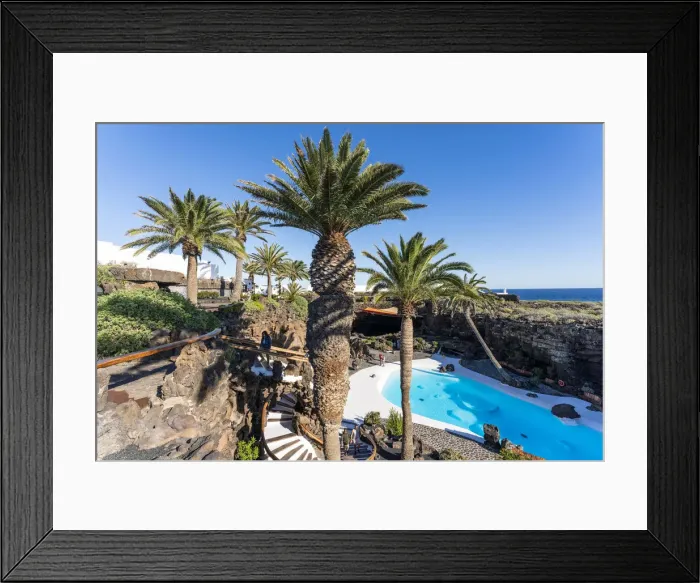 Framed Print : Jameos del Agua by Cesar Manrique, Lanzarote, Canary Islands. Pool and palm trees Framed Print : Jameos del Agua by Cesar Manrique, Lanzarote, Canary Islands. Pool and palm trees