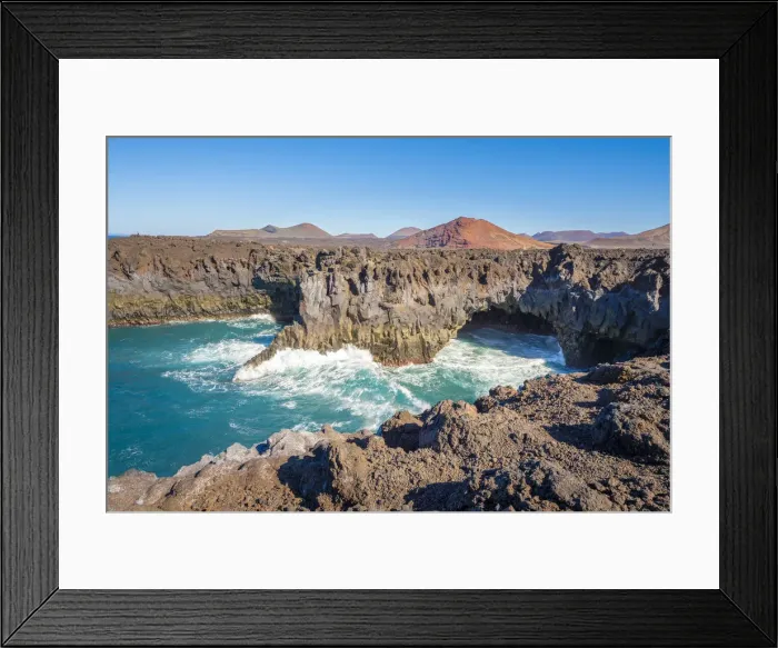 Framed Print : Los Hervideros lava cliffs and ocean waves, Lanzarote, Canary Islands, Spain Framed Print : Los Hervideros lava cliffs and ocean waves, Lanzarote, Canary Islands, Spain