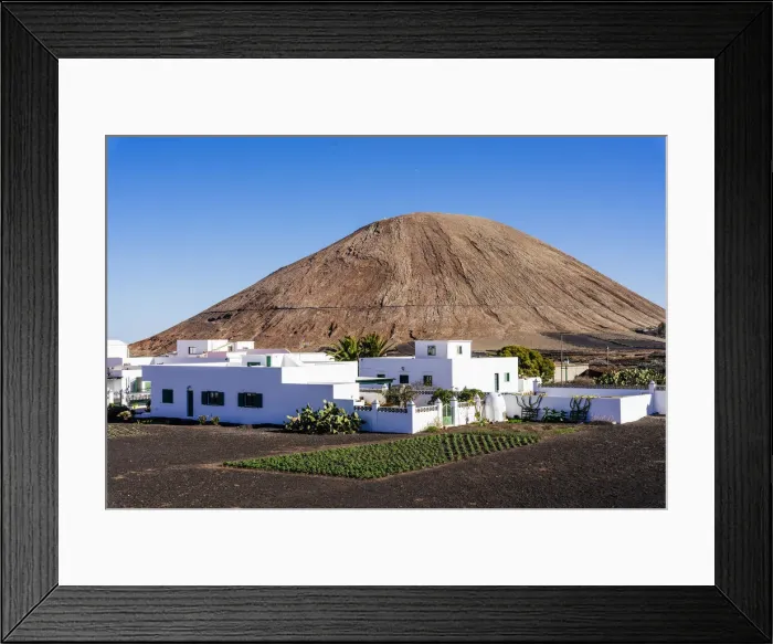 Framed Print : Village and Volcano in rural area of La Geria, Lanzarote, Canary Islands, Spain Framed Print : Village and Volcano in rural area of La Geria, Lanzarote, Canary Islands, Spain