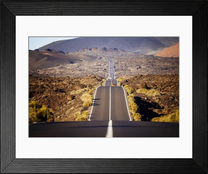 Framed Print : Scenic road to Timanfaya National Park, Lanzarote, Canary Islands