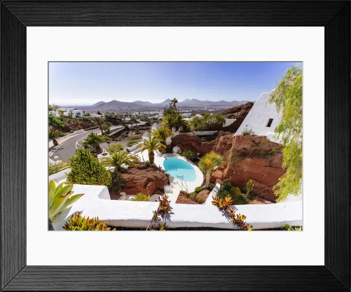 Framed Print : Lagomar house museum, Lanzarote, Canary Islands. Panoramic view from the terrace