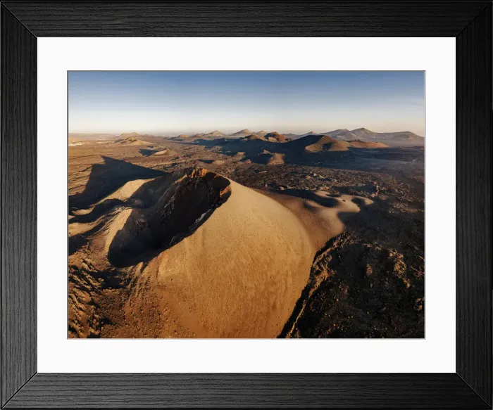 Framed Print : Aerial view of Timanfaya volcanoes and craters, Lanzarote, Canary Islands Framed Print : Aerial view of Timanfaya volcanoes and craters, Lanzarote, Canary Islands