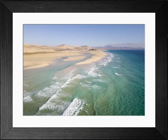 Framed Print : Sotavento beach from above, Fuerteventura, Canary Islands. High Tide view Framed Print : Sotavento beach from above, Fuerteventura, Canary Islands. High Tide view