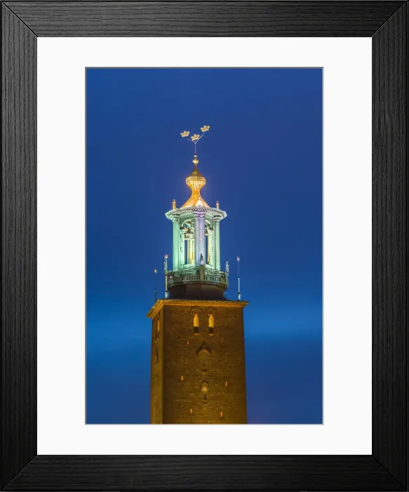 Framed Print : Sweden, Stockholm, Stockholm City Hall, dusk