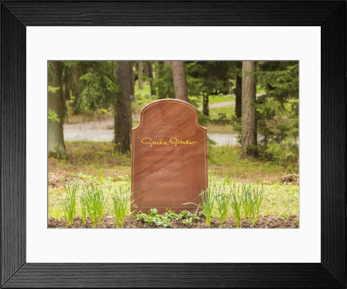 Framed Print : Sweden, Stockholm, Skogskyrkogarden Cemetery, grave of Swedish-born actress Greta Garbo Framed Print : Sweden, Stockholm, Skogskyrkogarden Cemetery, grave of Swedish-born actress Greta Garbo