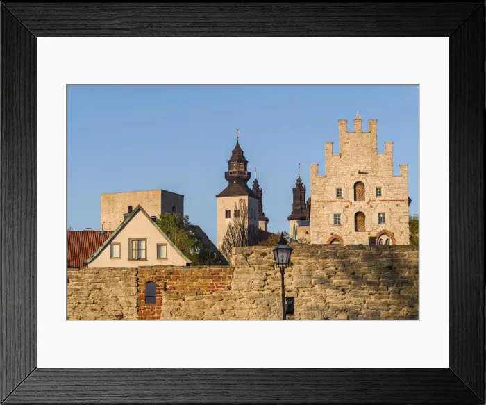 Framed Print : Sweden, Gotland Island, Visby, city skyline, sunset