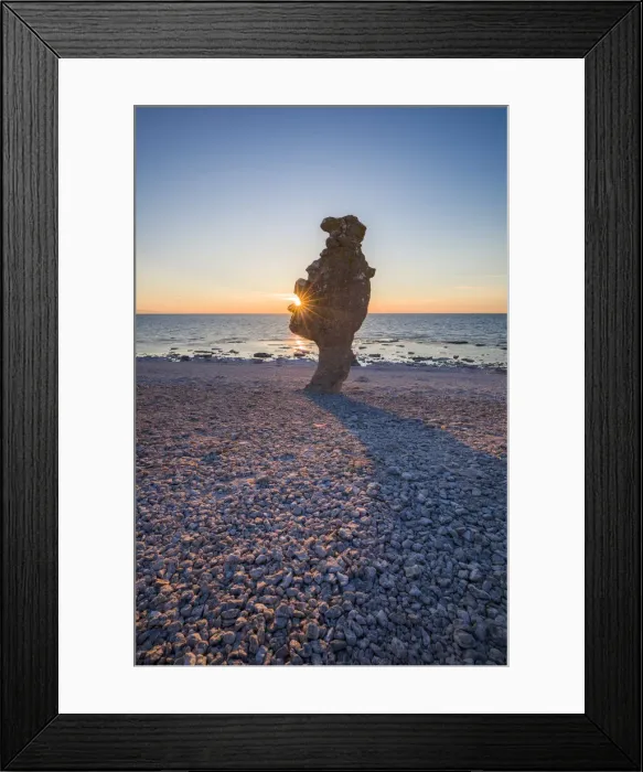 Framed Print : Sweden, Faro Island, Langhammars Area, Langhammar coastal limestone raukar rock, sunset Framed Print : Sweden, Faro Island, Langhammars Area, Langhammar coastal limestone raukar rock, sunset