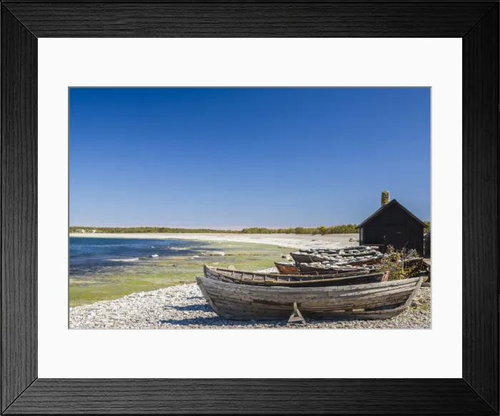 Framed Print : Sweden, Faro Island, Kursviken, coastal farmers fishing boats Framed Print : Sweden, Faro Island, Kursviken, coastal farmers fishing boats