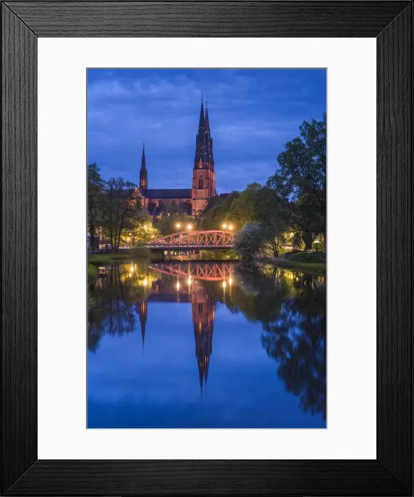 Framed Print : Sweden, Central Sweden, Uppsala, Domkyrka Cathedral, reflection, dusk Framed Print : Sweden, Central Sweden, Uppsala, Domkyrka Cathedral, reflection, dusk