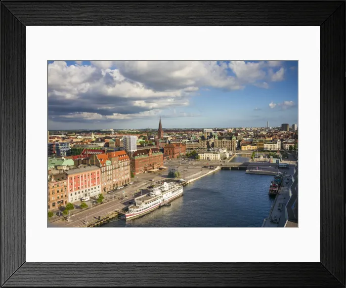 Framed Print : Sweden, Scania, Malmo, Inre Hamnen inner harbor, high angle view Framed Print : Sweden, Scania, Malmo, Inre Hamnen inner harbor, high angle view
