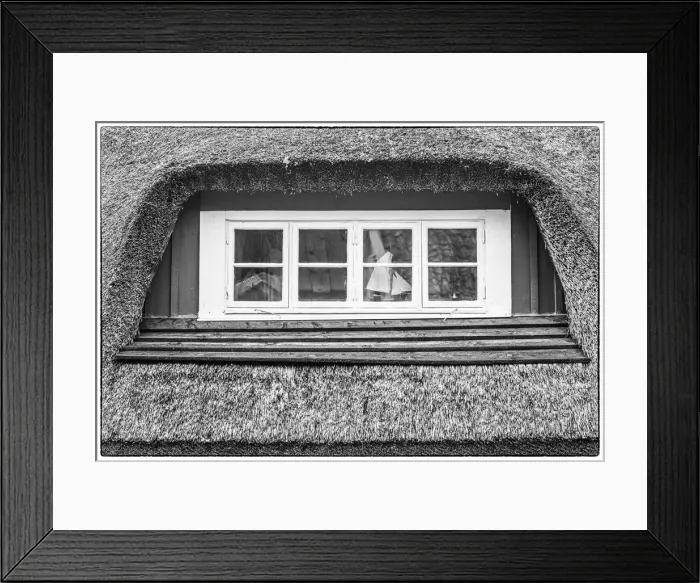 Framed Print : Sweden, Scania, Arild, window and thatched roof