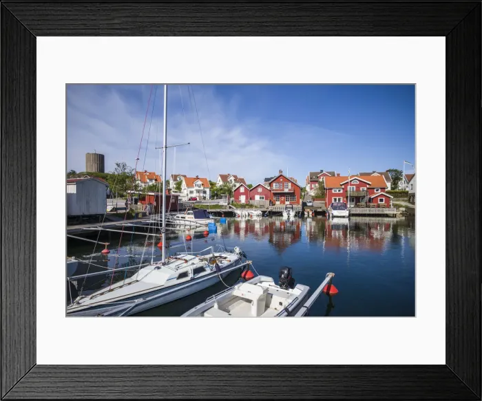 Framed Print : Sweden, Bohuslan, Tjorn Island, Kladesholmen, a view of the village and harbor Framed Print : Sweden, Bohuslan, Tjorn Island, Kladesholmen, a view of the village and harbor