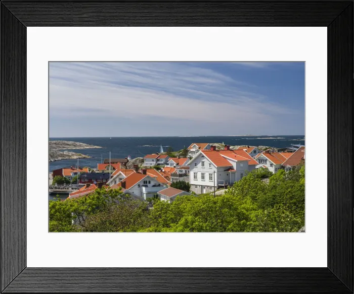 Framed Print : Sweden, Bohuslan, Orust Island, Mollosund, high angle village view Framed Print : Sweden, Bohuslan, Orust Island, Mollosund, high angle village view
