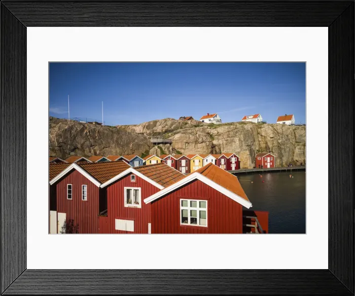 Framed Print : Sweden, Bohuslan, Smogen, Smogenbryggan, antique boat houses and fishing shacks Framed Print : Sweden, Bohuslan, Smogen, Smogenbryggan, antique boat houses and fishing shacks