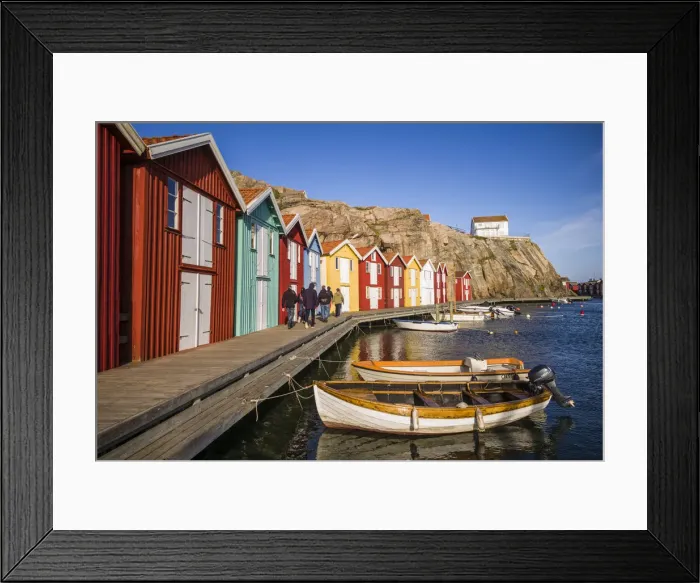 Framed Print : Sweden, Bohuslan, Smogen, Smogenbryggan, antique boat houses and fishing shacks Framed Print : Sweden, Bohuslan, Smogen, Smogenbryggan, antique boat houses and fishing shacks