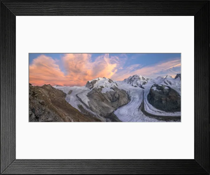 Framed Print : Switzerland, Valais, Gorner glacier and Monte Rosa on Gornergrat near Zermatt