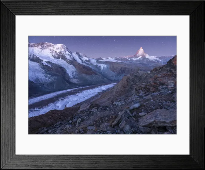 Framed Print : Switzerland, Valais, Swiss Alps, Zermatt, Matterhorn and Gorner glacier at dawn Framed Print : Switzerland, Valais, Swiss Alps, Zermatt, Matterhorn and Gorner glacier at dawn