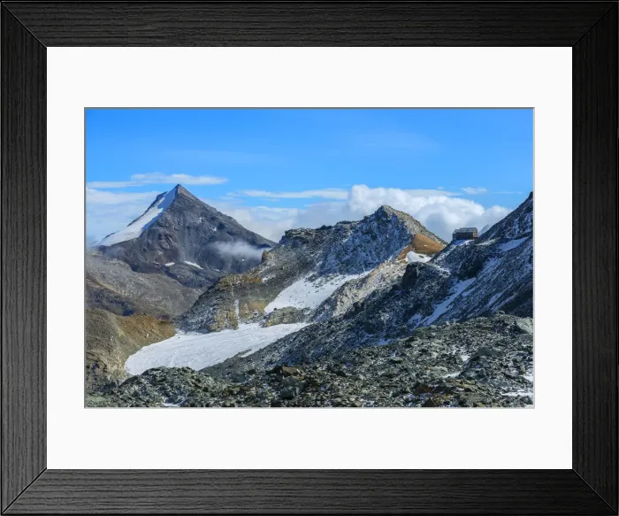 Framed Print : View on Britannia Hut, Ss Fee, Valais, Switzerland Framed Print : View on Britannia Hut, Ss Fee, Valais, Switzerland