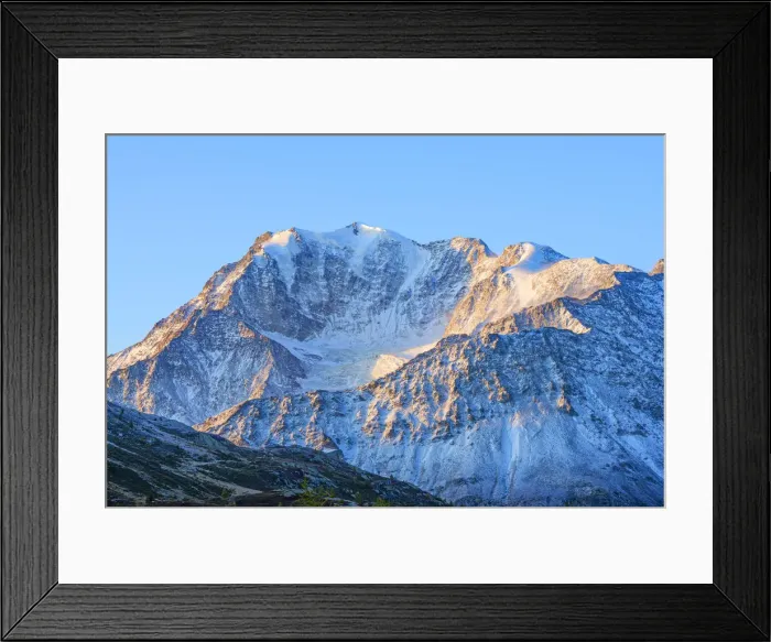 Framed Print : Early morning view on Fletschhorn, Simplon Pass, Valais, Switzerland Framed Print : Early morning view on Fletschhorn, Simplon Pass, Valais, Switzerland
