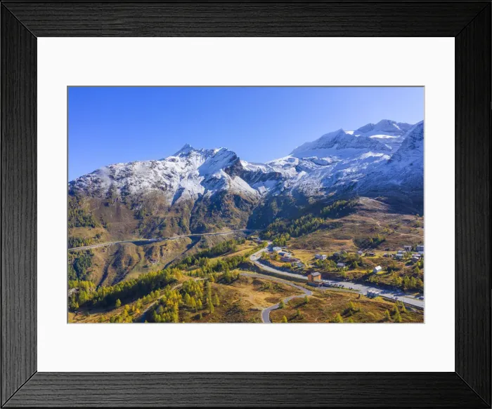Framed Print : Aerial view on Siplom pass, Wasenhorn and Monte Leone, Valais, Switzerland Framed Print : Aerial view on Siplom pass, Wasenhorn and Monte Leone, Valais, Switzerland