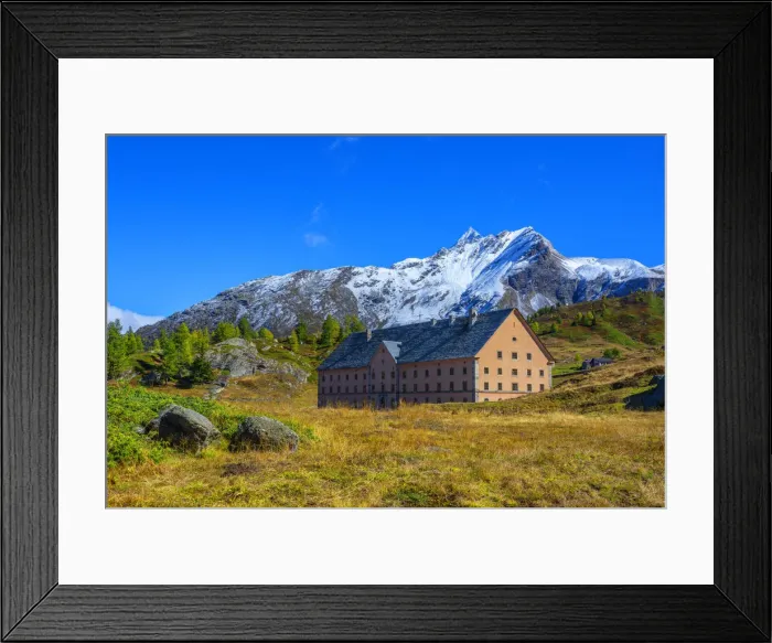 Framed Print : Simplon Hospice with Wasenhorn, Simplon pass, Valais, Switzerland Framed Print : Simplon Hospice with Wasenhorn, Simplon pass, Valais, Switzerland