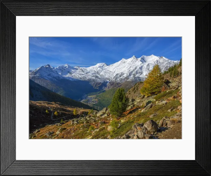 Framed Print : View from Kreuzboden on Ss-Fee and the Mischabel mountain range, Valais, Switzerland Framed Print : View from Kreuzboden on Ss-Fee and the Mischabel mountain range, Valais, Switzerland