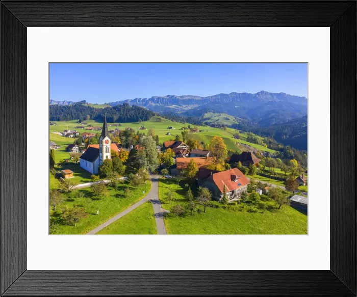 Framed Print : Aerial view on Unterlangenegg, Emmental region, Berner Oberland, Switzerland Framed Print : Aerial view on Unterlangenegg, Emmental region, Berner Oberland, Switzerland