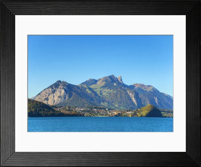 Framed Print : Lake Thun with Spiez and Stockhorn, Berner Oberland, Switzerland Framed Print : Lake Thun with Spiez and Stockhorn, Berner Oberland, Switzerland