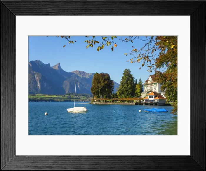 Framed Print : Lake Thun with Park Hotel Gunten and Stockhorn, Berner Oberland, Switzerland Framed Print : Lake Thun with Park Hotel Gunten and Stockhorn, Berner Oberland, Switzerland