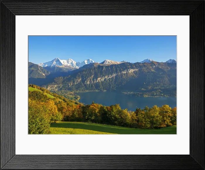 Framed Print : View from Beatenberg on Lake Thun with Eiger, Monch and Jungfrau, Berner Oberland, Switzerland Framed Print : View from Beatenberg on Lake Thun with Eiger, Monch and Jungfrau, Berner Oberland, Switzerland