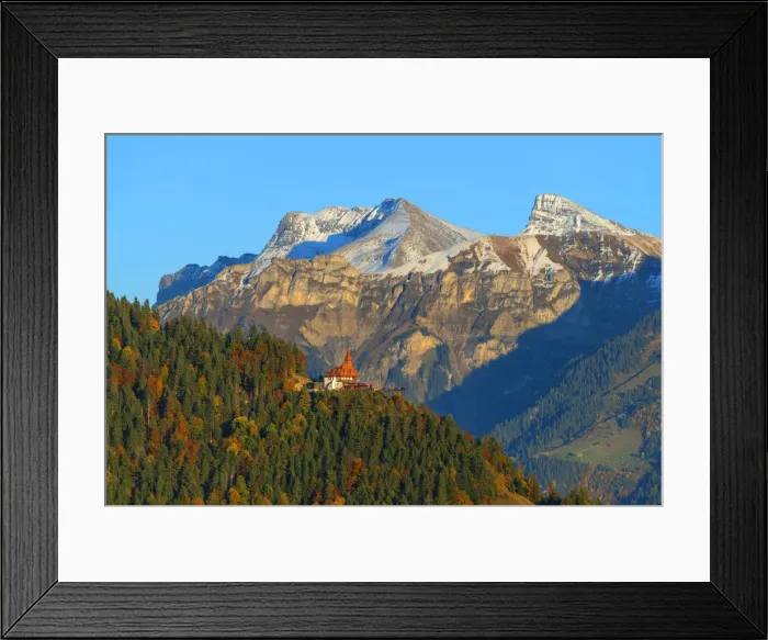 Framed Print : View from Beatenberg to Harder Kulm, Berner Oberland, Switzerland Framed Print : View from Beatenberg to Harder Kulm, Berner Oberland, Switzerland