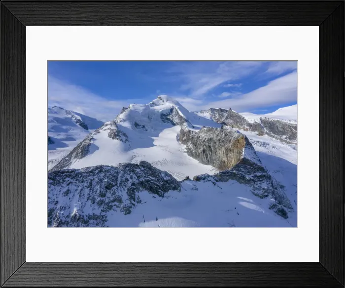 Framed Print : Aerial view on Allalinhorn and Strahlhorn, Mischabel mountain range, Ss Fee, Valais Framed Print : Aerial view on Allalinhorn and Strahlhorn, Mischabel mountain range, Ss Fee, Valais
