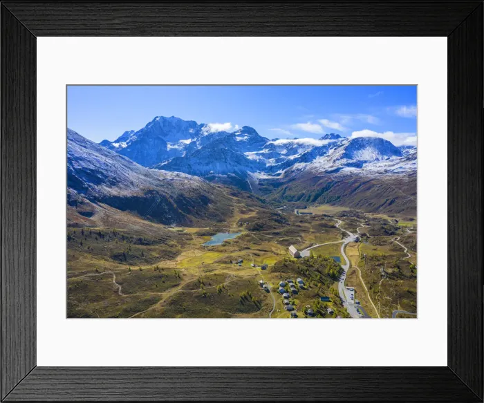Framed Print : Aerial view on Simplon pass and Fletschhorn, Valais, Switzerland Framed Print : Aerial view on Simplon pass and Fletschhorn, Valais, Switzerland