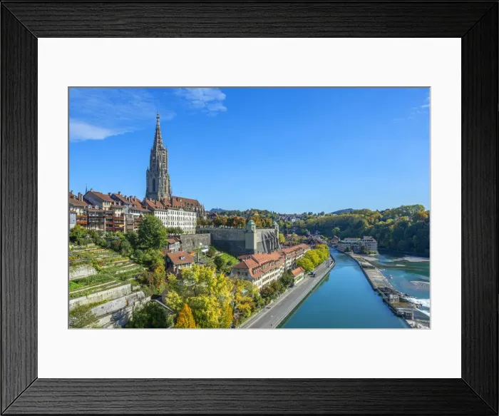 Framed Print : Berner Münster with Aare, Switzerland Framed Print : Berner Münster with Aare, Switzerland