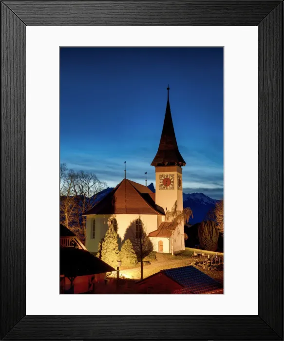 Framed Print : Sigriswil Church at Night, Berner Oberland, Switzerland Framed Print : Sigriswil Church at Night, Berner Oberland, Switzerland