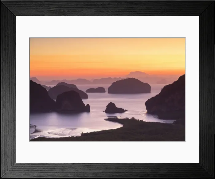Framed Print : Ao Phang-nga National Park at dawn, Phang Nga Province, Thailand Framed Print : Ao Phang-nga National Park at dawn, Phang Nga Province, Thailand