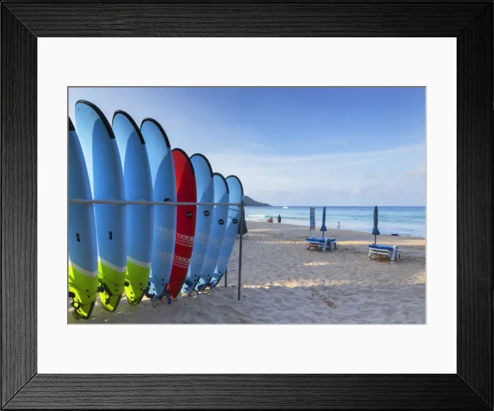 Framed Print : Surfboards on Kata Noi Beach, Phuket, Thailand Framed Print : Surfboards on Kata Noi Beach, Phuket, Thailand