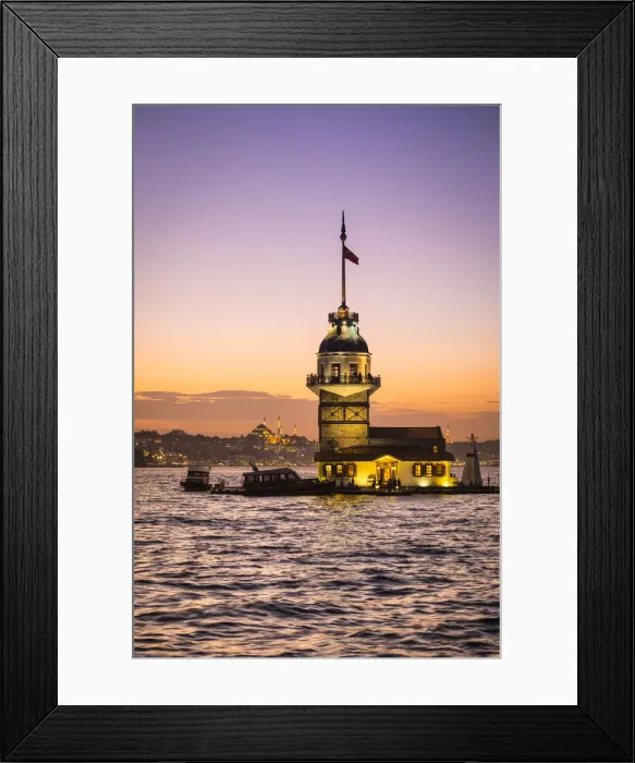 Framed Print : Maidens Tower (Kanz Kulesi) & Bosphorus from the Asian side of Istanbul, Turkey Framed Print : Maidens Tower (Kanz Kulesi) & Bosphorus from the Asian side of Istanbul, Turkey