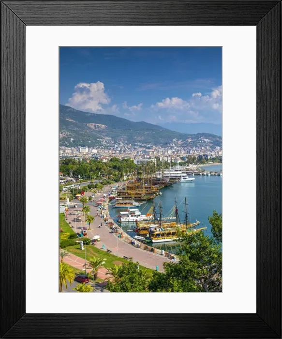 Framed Print : Alanya Harbour and Beach, Alanya, Turkey Framed Print : Alanya Harbour and Beach, Alanya, Turkey