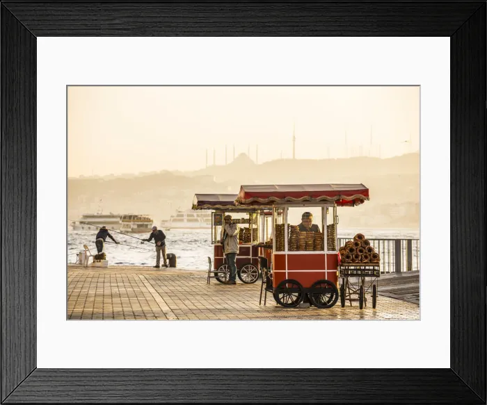 Framed Print : Food vendor selling simit, Golden Horn, Istanbul, Turkey Framed Print : Food vendor selling simit, Golden Horn, Istanbul, Turkey