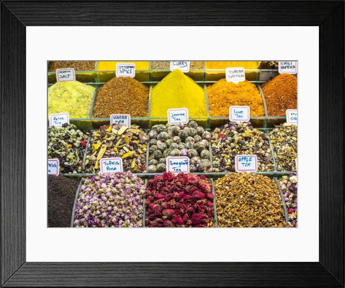 Framed Print : Spices and dried petals  /  flowers, Grand Bazaar, Istanbul, Turkey
