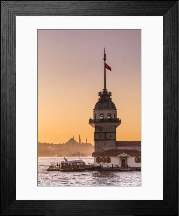 Framed Print : Maidens Tower (Kiz Kulesi) & Bosphorus from the Asian side of Framed Print : Maidens Tower (Kiz Kulesi) & Bosphorus from the Asian side of