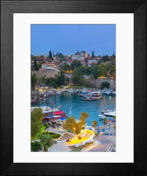 Framed Print : Old Harbour at Dusk, Kaleici, Antalya, Turkey