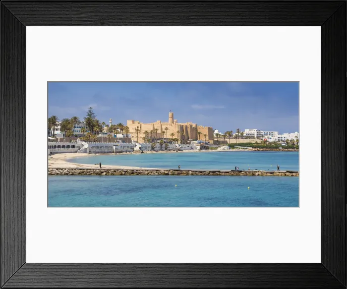 Framed Print : Tunisia, Monastir, View of corniche and fort Framed Print : Tunisia, Monastir, View of corniche and fort