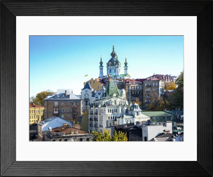 Framed Print : Ukraine, Kyiv, View From Zamkova Hora Hill (Castle Hill) Of Saint Andrews Church Framed Print : Ukraine, Kyiv, View From Zamkova Hora Hill (Castle Hill) Of Saint Andrews Church