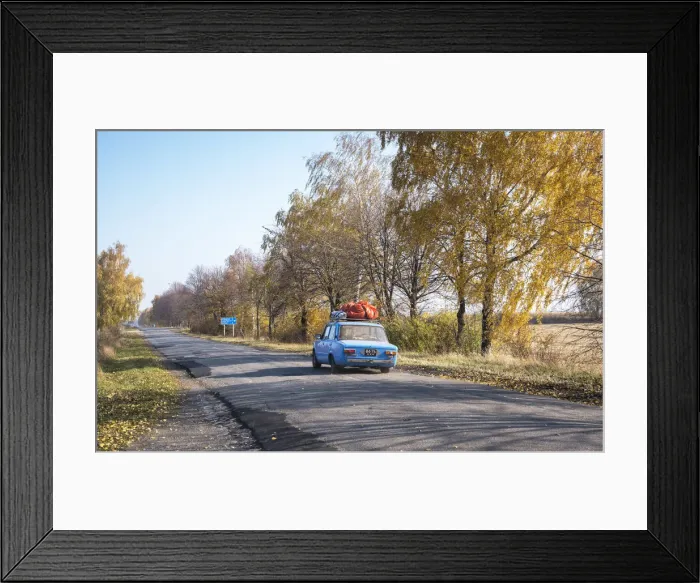 Framed Print : Ukraine, Countryside, Highway, Russian Made Early 1970s Lada Vehicle Framed Print : Ukraine, Countryside, Highway, Russian Made Early 1970s Lada Vehicle