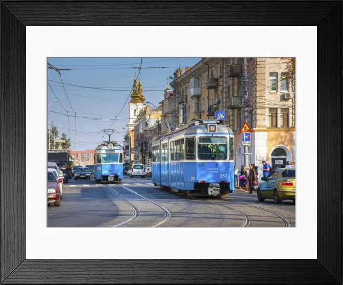 Framed Print : Ukraine, Vinnytsya, Electric Commuter Trolley, Streetcar Framed Print : Ukraine, Vinnytsya, Electric Commuter Trolley, Streetcar