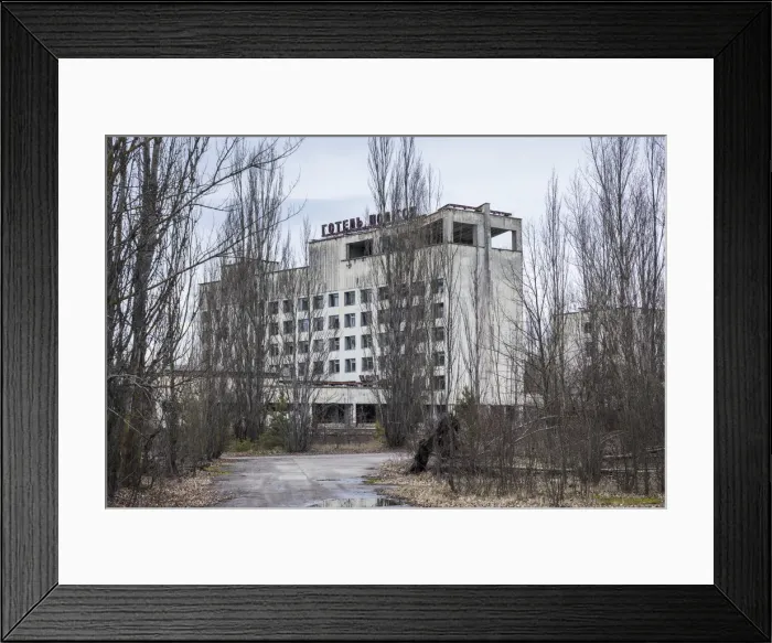 Framed Print : The ruined Hotel Polissia in the the abandoned city of Pripyat, Chernobyl Exclusion Zone Framed Print : The ruined Hotel Polissia in the the abandoned city of Pripyat, Chernobyl Exclusion Zone