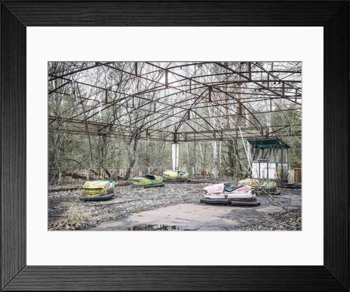 Framed Print : Bumper cars at the Childrens amusement park in the abandoned city of Pripyat Framed Print : Bumper cars at the Childrens amusement park in the abandoned city of Pripyat