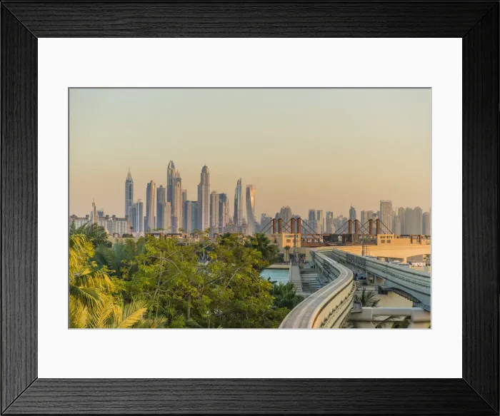 Framed Print : Dubai Skyline from Palm Jumeirah Monorail, Dubai, United Arab Emirates Framed Print : Dubai Skyline from Palm Jumeirah Monorail, Dubai, United Arab Emirates